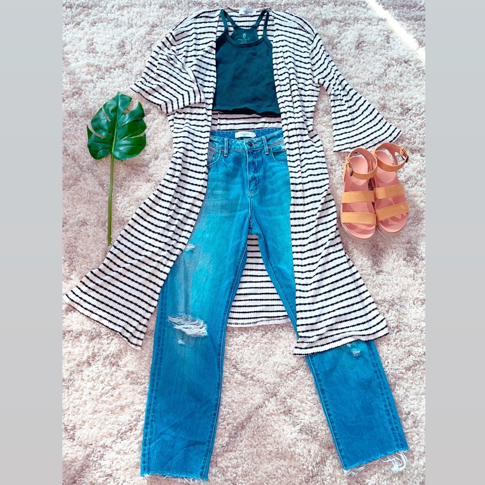 CJLA Annie Kimono White with black stripes
